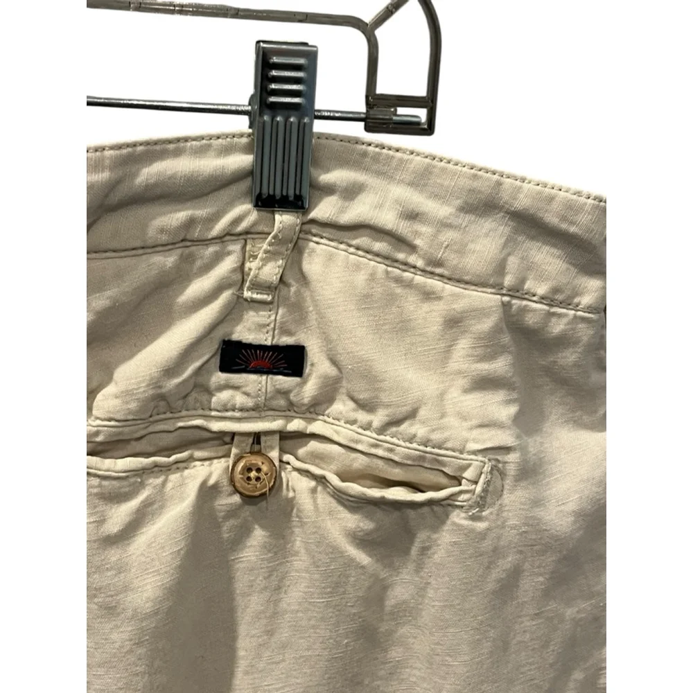 Faherty Linen Blend Khaki Chino Shorts Men's Size 35 Flat Front Zip Fly Pockets